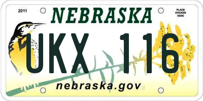 NE license plate UKX116