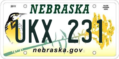 NE license plate UKX231