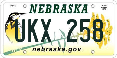 NE license plate UKX258