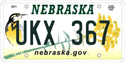 NE license plate UKX367