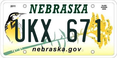 NE license plate UKX671