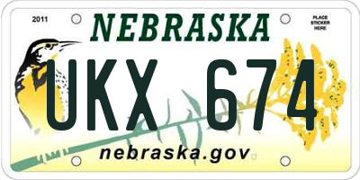 NE license plate UKX674
