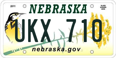 NE license plate UKX710