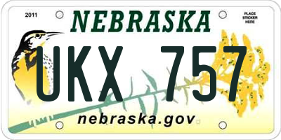 NE license plate UKX757