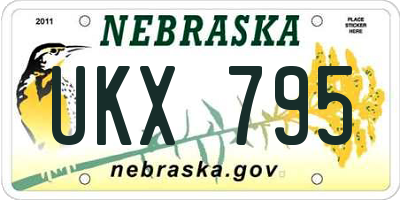 NE license plate UKX795