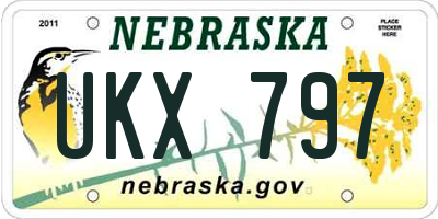 NE license plate UKX797