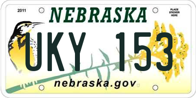 NE license plate UKY153