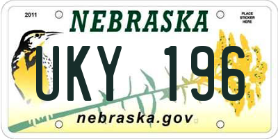 NE license plate UKY196