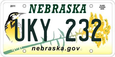 NE license plate UKY232