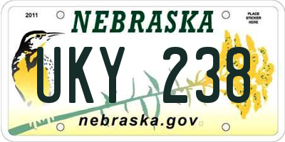 NE license plate UKY238
