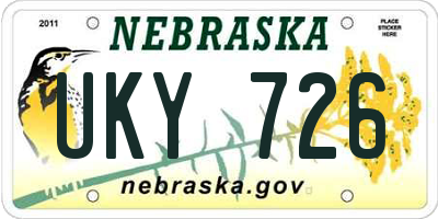 NE license plate UKY726