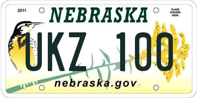 NE license plate UKZ100
