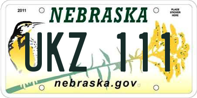 NE license plate UKZ111