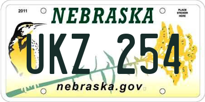 NE license plate UKZ254