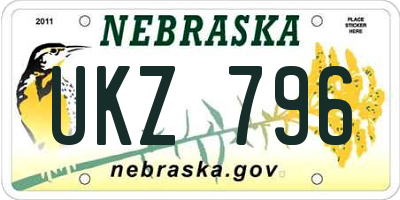 NE license plate UKZ796