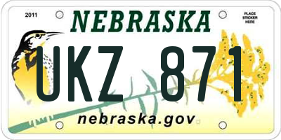 NE license plate UKZ871