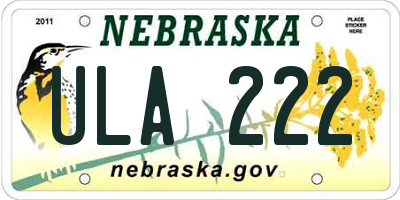 NE license plate ULA222