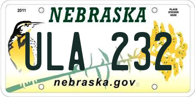 NE license plate ULA232