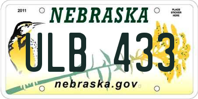 NE license plate ULB433