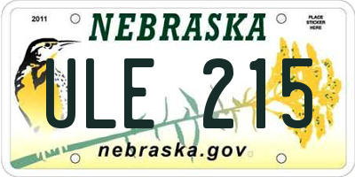NE license plate ULE215