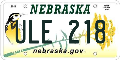 NE license plate ULE218