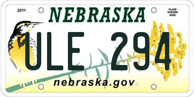 NE license plate ULE294