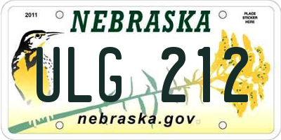NE license plate ULG212