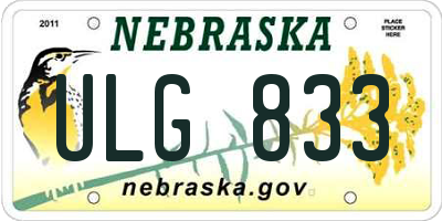 NE license plate ULG833