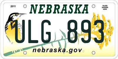 NE license plate ULG893