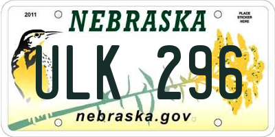 NE license plate ULK296