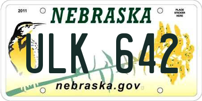 NE license plate ULK642