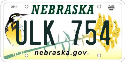 NE license plate ULK754