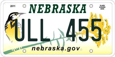 NE license plate ULL455