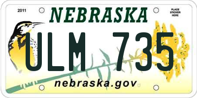 NE license plate ULM735