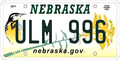 NE license plate ULM996