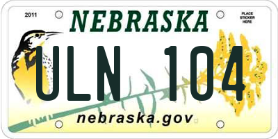 NE license plate ULN104