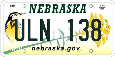 NE license plate ULN138