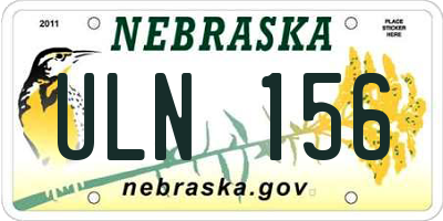 NE license plate ULN156