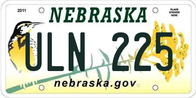 NE license plate ULN225