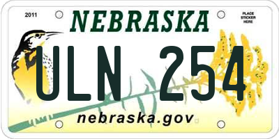 NE license plate ULN254