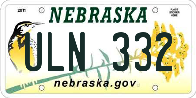 NE license plate ULN332