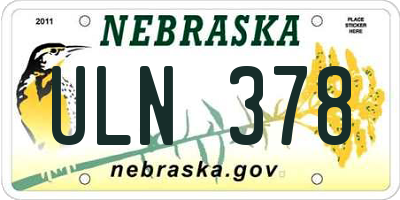 NE license plate ULN378