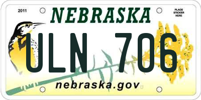 NE license plate ULN706