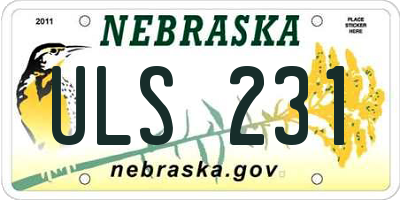 NE license plate ULS231