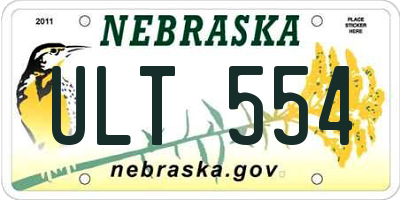 NE license plate ULT554