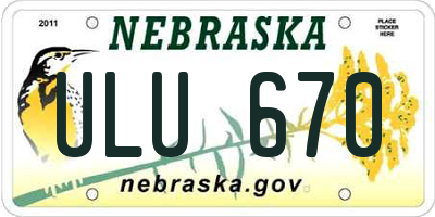 NE license plate ULU670