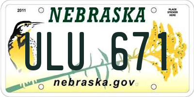 NE license plate ULU671