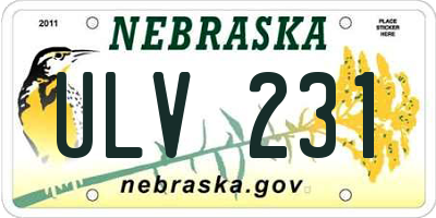 NE license plate ULV231
