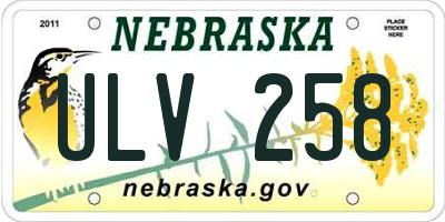 NE license plate ULV258