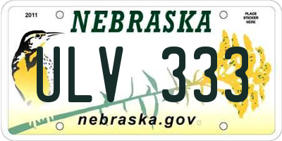 NE license plate ULV333